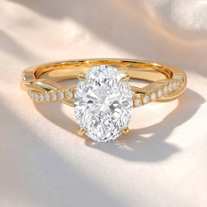 Oval Lab Grown Diamond Twisted Pavé Engagement Ring