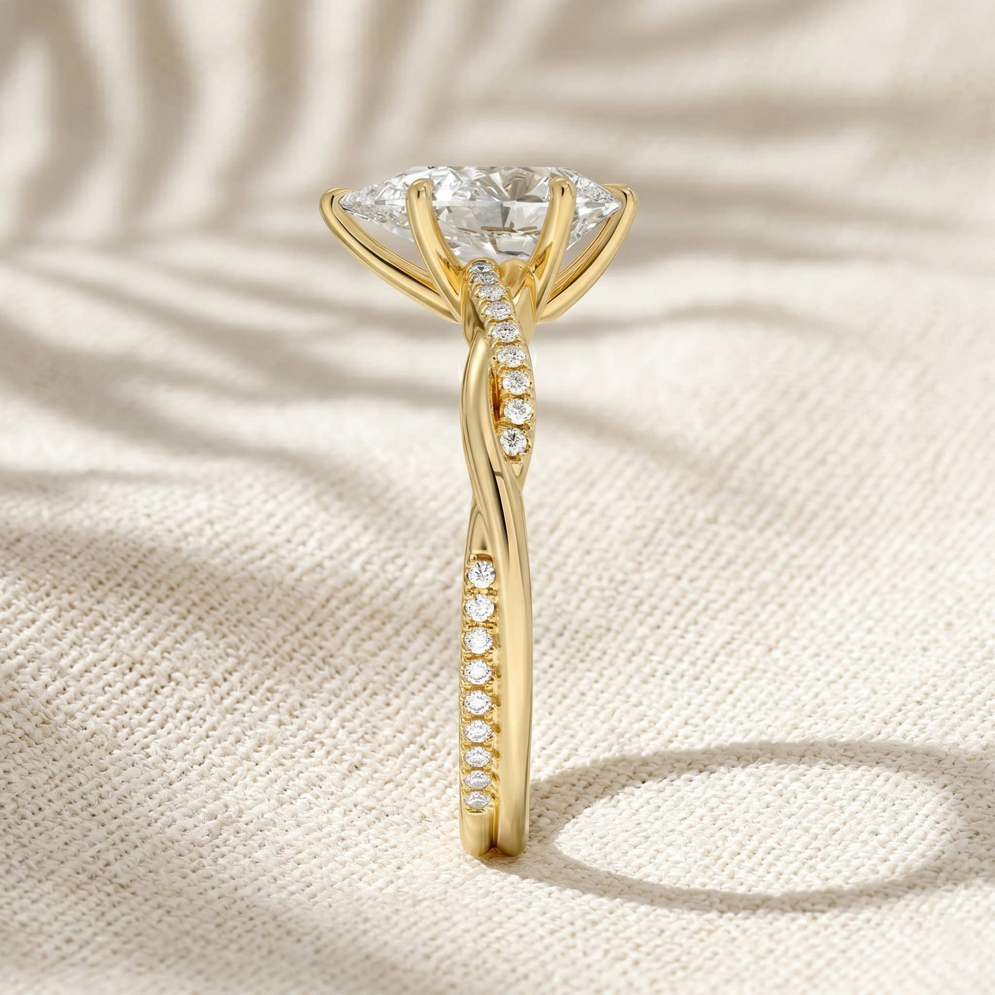 Pear Lab Grown Diamond Twisted Pavé Engagement Ring